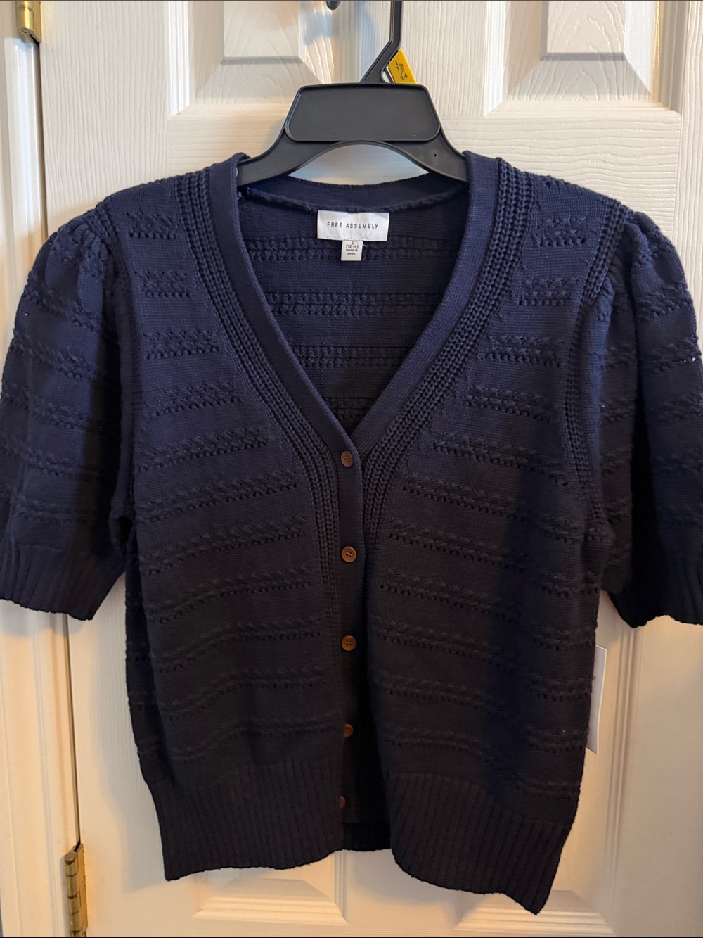 Free Assembly Navy Short-Sleeve V-Neck Cardigan